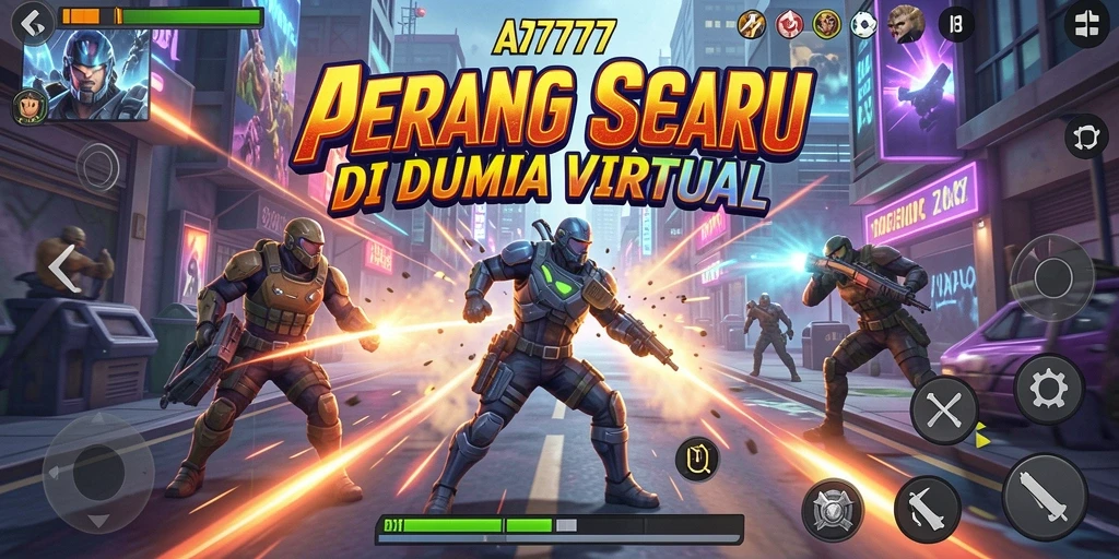 Screenshot A7777 menampilkan aksi pertempuran yang mendebarkan.