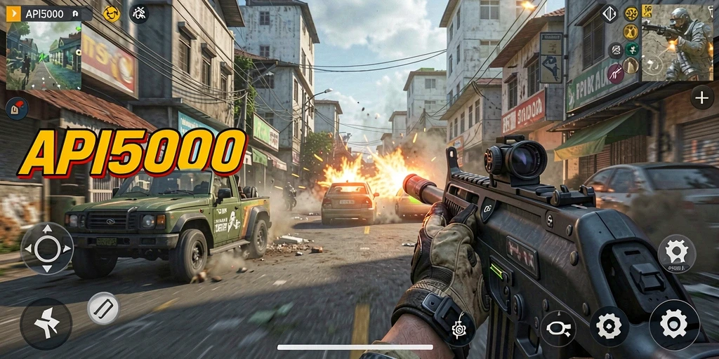 Screenshot gameplay API5000 menampilkan aksi tembak-menembak yang mendebarkan dan grafis yang memukau.