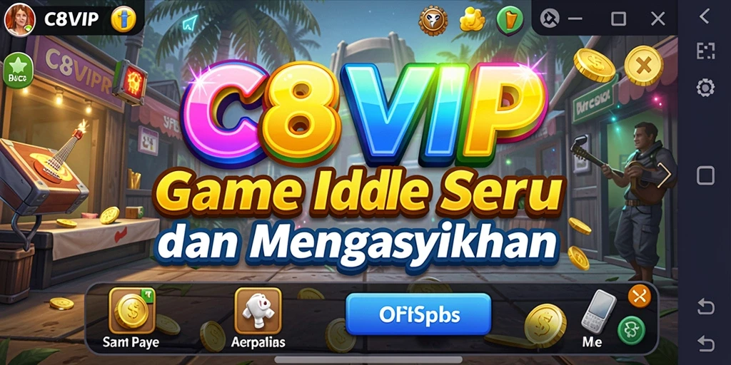Screenshot C8VIP menunjukkan gameplay seru dengan karakter yang bergerak otomatis.
