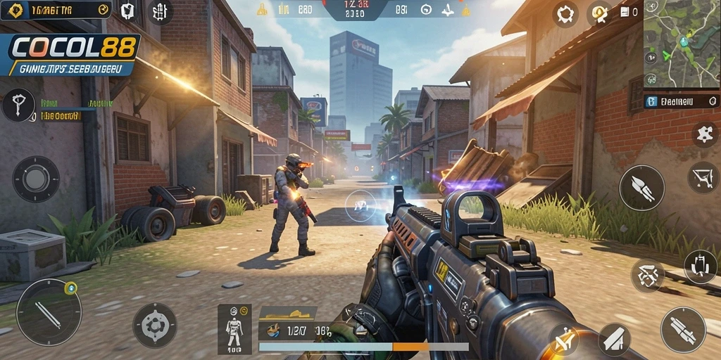 Tampilan gameplay seru dari COCOL88 dengan aksi tembak-menembak.