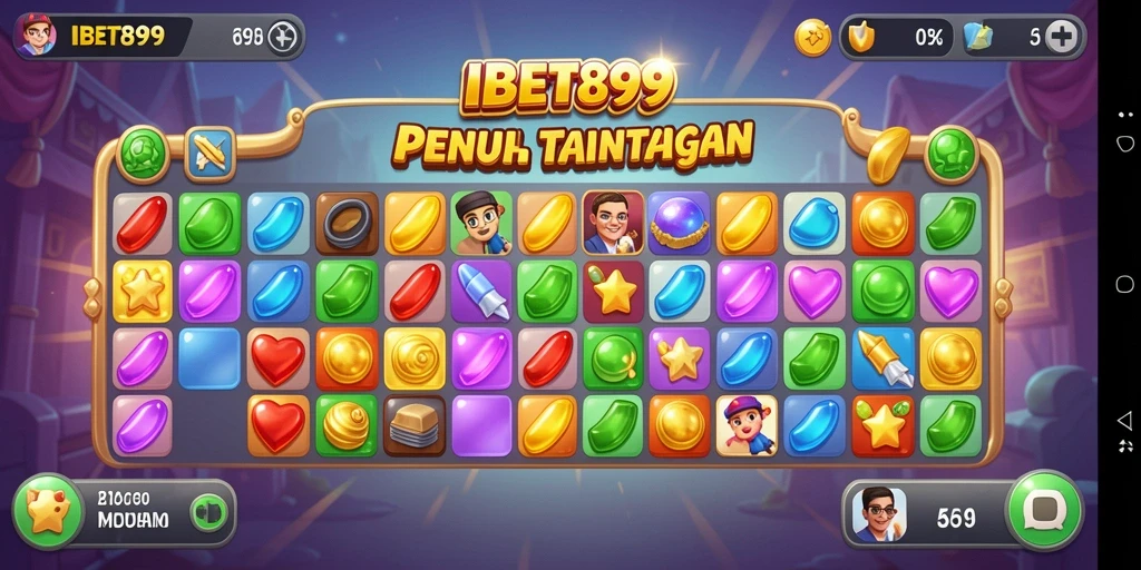 Tangkapan layar gameplay IBET899 dengan level Match-3 yang menarik.