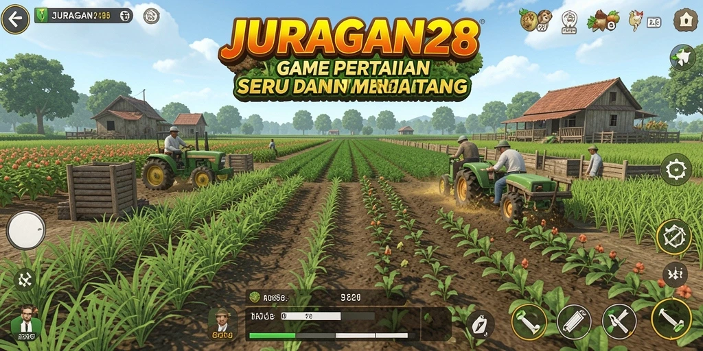 Tangkapan layar gameplay <strong>JURAGAN28</strong> menampilkan aktivitas bertani yang seru.