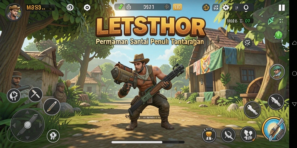 Screenshot LETSTHOR menampilkan aksi seru dalam permainan santai.