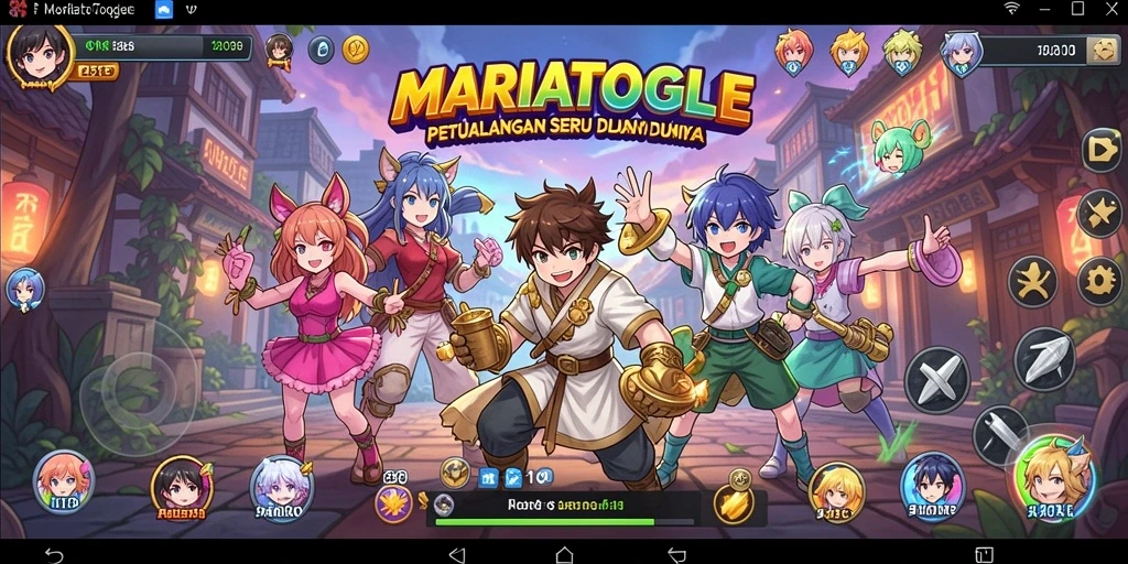 Screenshot gameplay MARIATOGEL menampilkan karakter anime yang sedang bertarung.