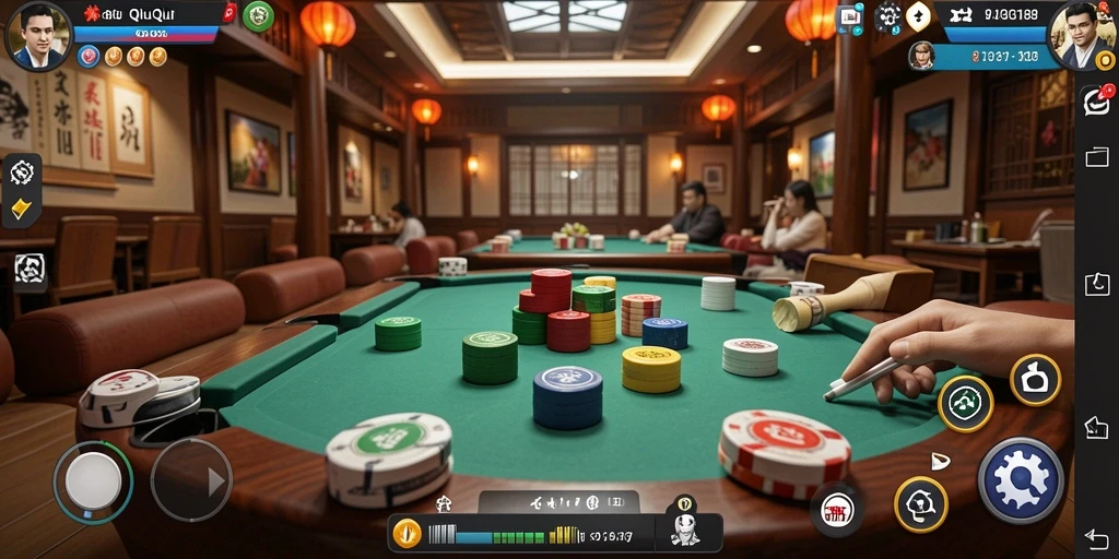 Screenshot dari gameplay seru MDG188 yang menunjukkan strategi QiuQiu.