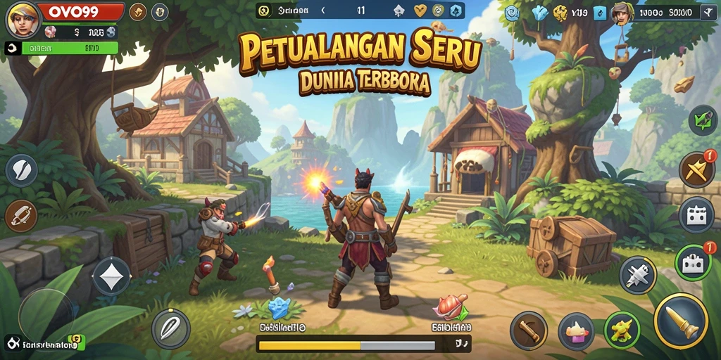 Tangkapan layar gameplay OVO99 menampilkan petualangan seru di dunia terbuka.
