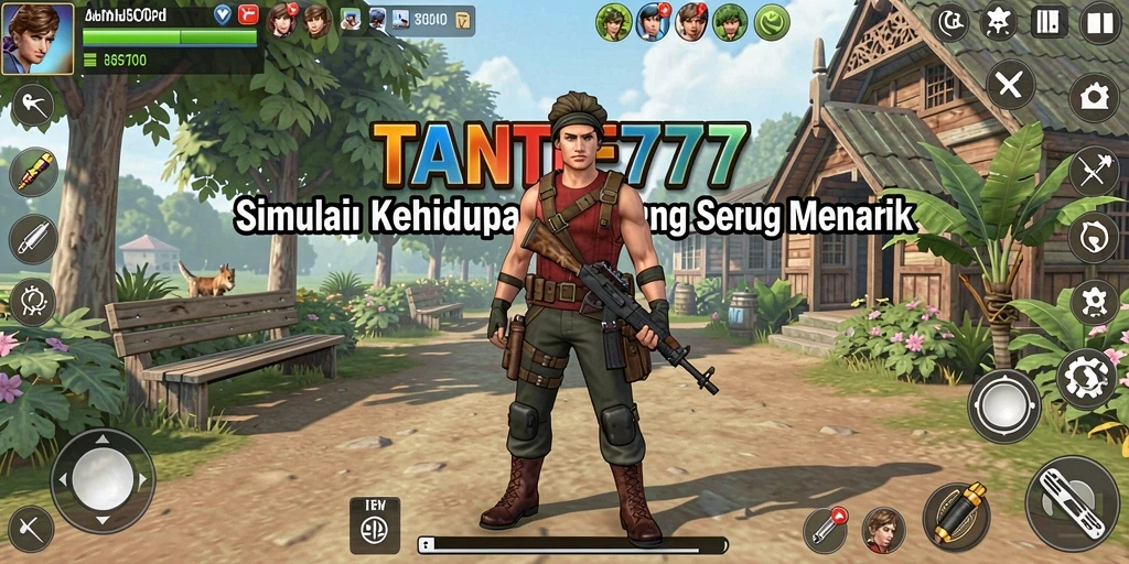 Screenshot TANTE777 menampilkan interaksi sosial yang seru dalam gameplay Simulation.