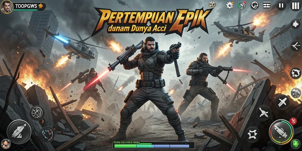 Gameplay seru TOOPGWS dengan pertempuran epik.