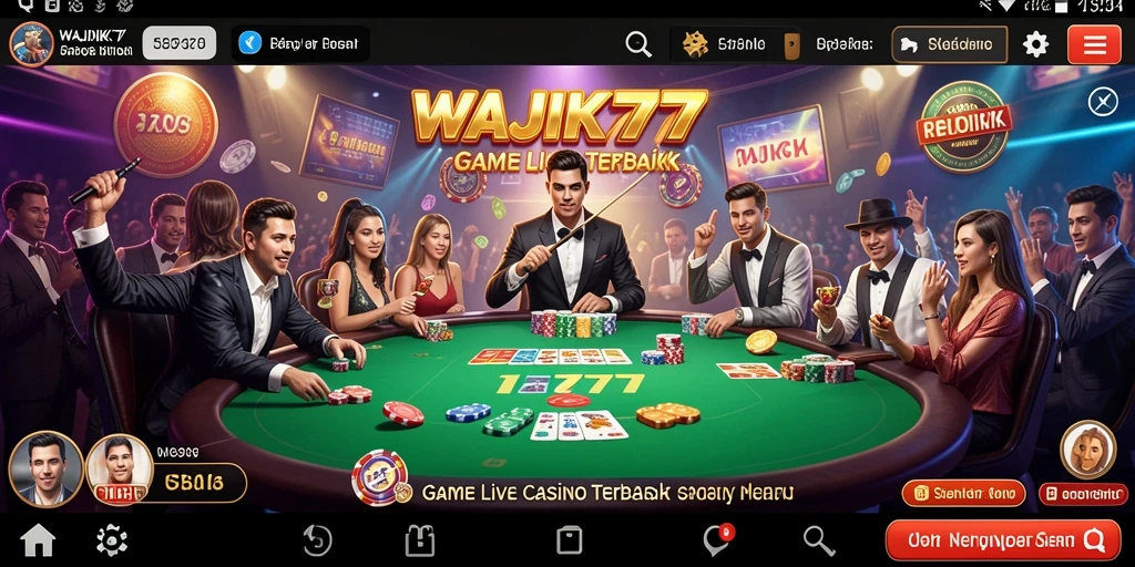 Screenshot gameplay WAJIK777 dengan dealer profesional dan pemain aktif.