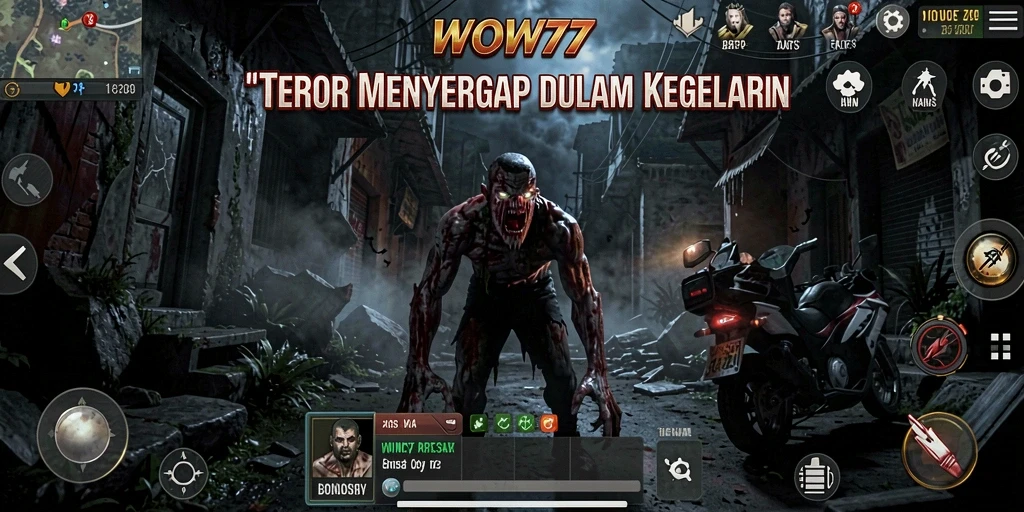 Tampilan gameplay WOW77 dengan suasana horror yang mendalam.